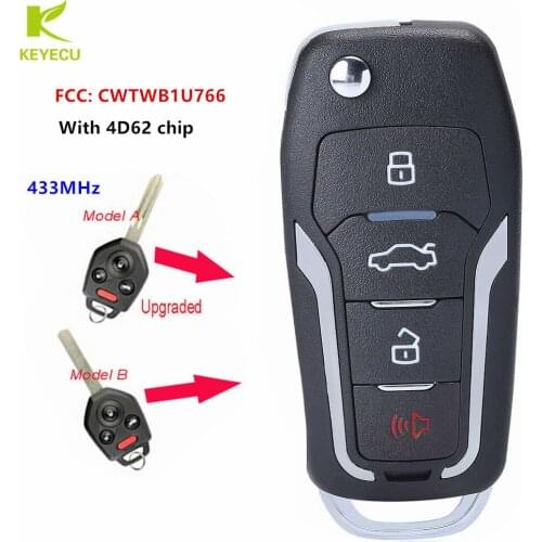 KEYECU Upgraded Flip Remote Car Key Fob 4B 433MHz 4D62 for Subaru Tribeca Outback Legacy 2008-2010 FCC: CWTWB1U766