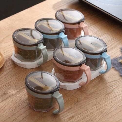 Spice Organizer With Spoon Lid Salt And Pepper Shakers Sugar Cereal herb Box Household Seasoning Container Jar kitchen Gadget