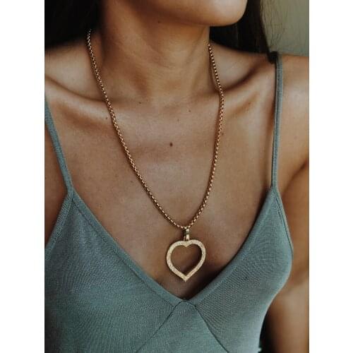 GULCE DERELI, HEART SYMBOL CHARM NECKLACE, LONG PENDANT NECKLACE, CHAIN NECKLACE, GIFT BOXX, GOLD/SILVER PLATED