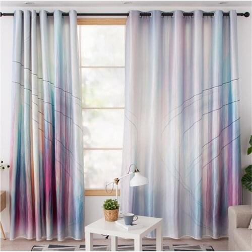 Personalized printing custom curtains simple modern style vertical stripes color color curtains