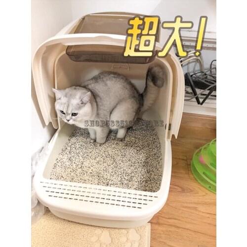 Fully Enclosed Cat Litter Basin Large Cat Litter Pad Extra Large Deodorant Cat Toilet Extra Large