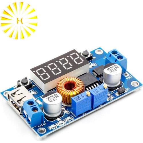 Adjustable 5A CC/CV Power Step-down Charge Module LED Driver W/ USB Voltmeter
