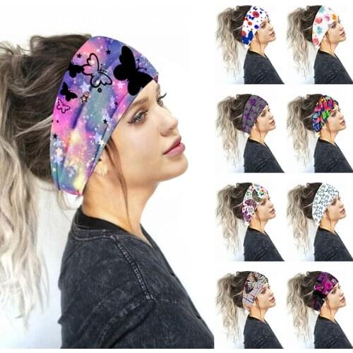 Wide Stretch Headbands 2020 Women Print Headwrap Turban Headwear Cute Hairbands Korean Wide Headbands Hair Accessories