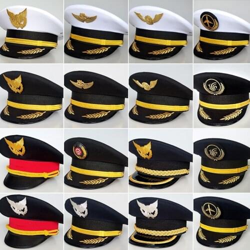 Big Hat Captain Uniform Hat Pilot Hat Civil Aviation Big Cap Fascinator Hats Fascinators for Women Elegant Wide Brim Hat 2019