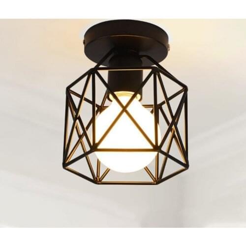 Modern Industrial Vintage Cage Pendant Light Iron Art Diamond Pyramid Wrought home Ceiling Lamp Suitable for E27 bulbs