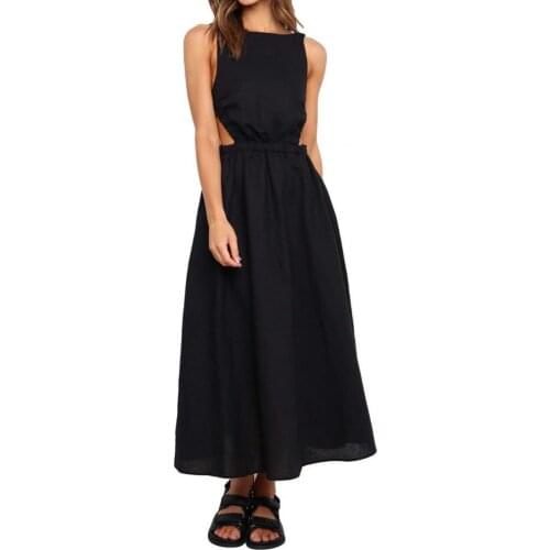 Special Dress Backless Elastic Waist Soft Backless Long Dress for Dating Elegant dresses for women Black xl Female clothing 2021