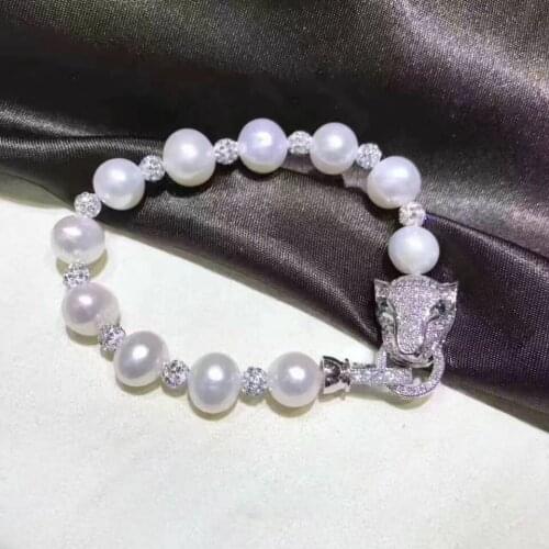 Gorgeous 10-11mm south sea round white pearl bracelet 7.5-8"