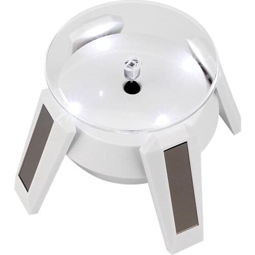 Solar/Battery Powered 360 Degree Jewelry Rotating Display Stand Turn Plate Table Jewelry Organizer Hard Display Stand