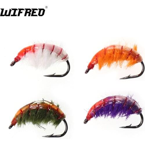Wifreo 6PCS #10 Cezch Nymphing Crappie Weighted Scud Fly Nymph Shrimp Bug Worm Trout Fishing Bait Lure with Barbed Hook Carp Fly