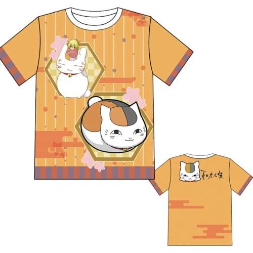 Japanese Anime Natsume yuujinchou Short Seeve Nyanko Sensei Colorful Printed With Tops & Tees
