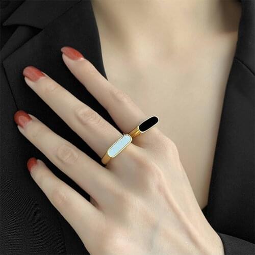 YUN RUO Golden Index Finger Titanium Steel Ring Women European and American Vintage Personality Shell Ring Wholesale Water Proof