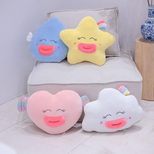 Funny Cloud Heart Star Plush Toys Creative Lips Cloud Pillow Stuffed Soft Dolls Home Decor Sofa Cushion Gift