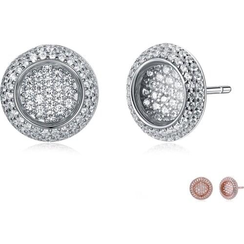 ZEMIOR 925 Sterling Silver Hollow Circle Earrings For Women Simple Trendy Shiny 5A Cubic Zirconia Stud Earring Fine Jewelry