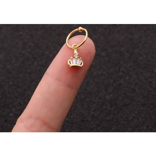 1 PCS Trendy Small Micro Pave CZ Crown Shape Charm Ear Hoop Cuff Earring Women Classic 8mm Closed Circle Piercing Ear Jewelry