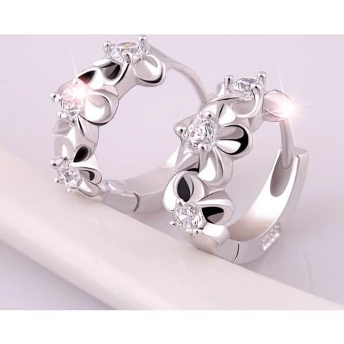 Drop Ship Charm Women 925 Sterling Silver Stud Earrings For Female Cubic Zircon Round Earrings Wedding Party Silver 925 Jewelry