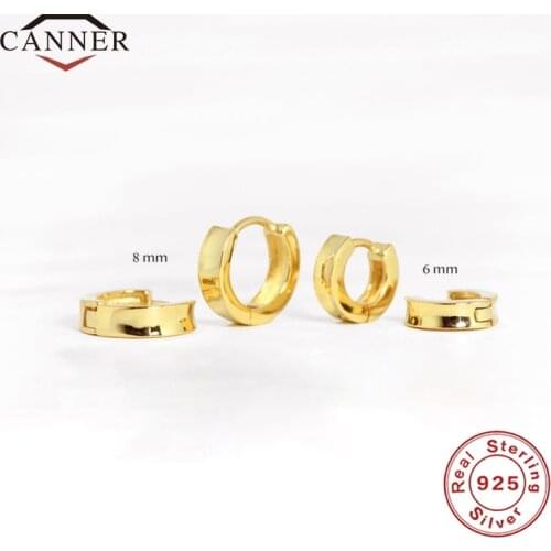 CANNER 925 Sterling Silver Earrings for Women 6mm/8mm Simple Hoop Earring Piercing Earring Jewelry Earings pendientes Brincos
