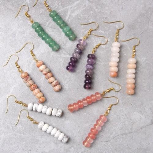 New Fashion Natural Lucky gem stone Earrings for Women Drop Earring Fashion Stone Dangle Long Lady Earrings Jewelry wholesale