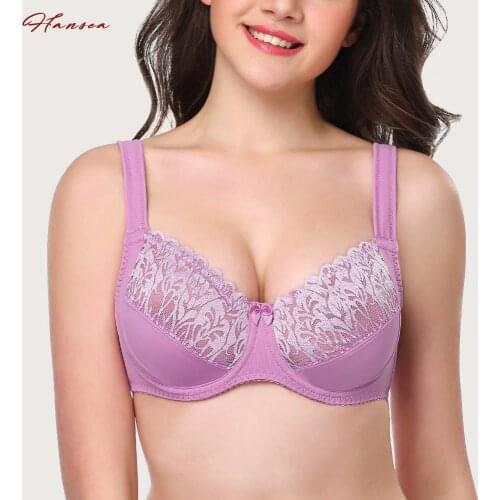 Women’s Elegant Lace Bra No Padding Full Figure Underwire Bra Unlined Plus Size Minimizer Sexy Lingerie