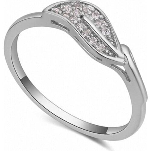 TRACYSWING Element Brand Real AAA Zirconia Micro Inlays Rose Gold Color Simple Leaf Ring Party For Women Valentine Th-121769