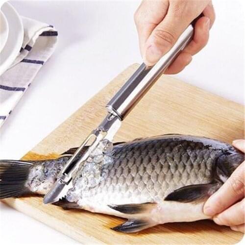 1pcs Stainless Fish Scales Scraping Fast Remove Fish scales Peeler Scraper Fish Bone Tweezers Tool Gadge Kitchen Accessorie