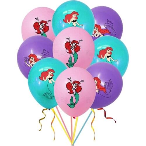 10/20Pcs Disney Mermaid Princess Balloons Ariel Princess Girl Birthday Party Christmas Decor Baby Shower Supplies Toys Globos