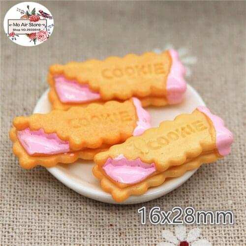 10PCS sandwich biscuit Dessert Resin Flat back Cabochon Miniature food Art Supply Decoration Charm