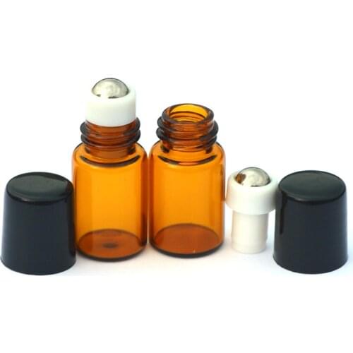 100pcs 2ml roll on roller bottles for essential oils roll-on refillable perfume bottle deodorant containers with black lid