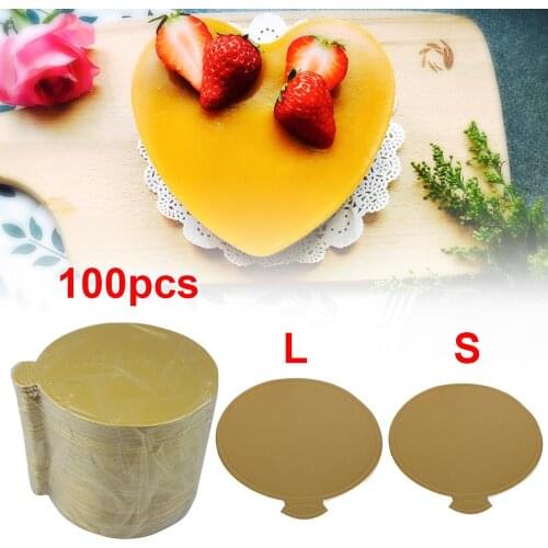 100 pcs Mini Cake Boards, Small Round Gold Mousse Cake Cardboard Set, Cupcake Cake Base, Dessert Displays Tray for Wedding Party