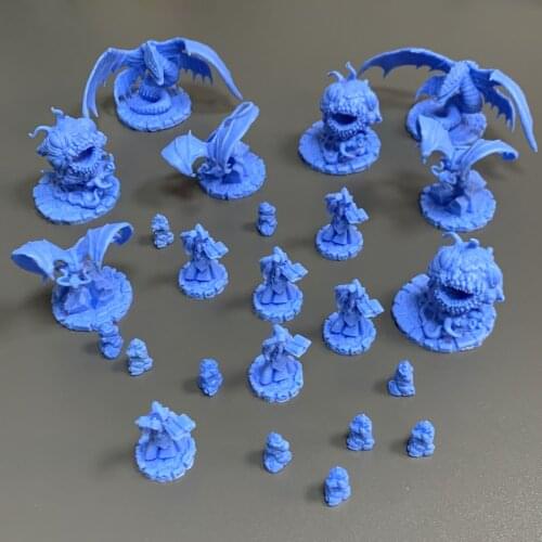 24PCS Cthulhu Wars Crawling Chaos Nightgaunt Flying Polyp Hunting Horror Cultist Miniatures Blue Board Game Role Playing TRPG