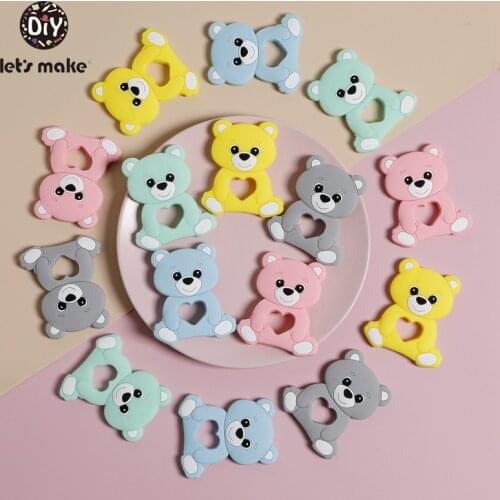 Food Grade Silicone Teether 5pcs Bear Wholesale Chewing Gum Teething Rodent Pendant Baby Shower Gift DIY Accessories Lets Make