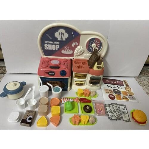 65pcs Morandi kawaii Children KitchenToys Hamburger Simulation Food Cookware Pot Pan Kids Pretend Play Set Toys For Girls