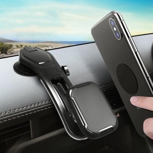 Car Magnetic Phone Holder 360 Rotation Powerful Magnetic Automobile Dashboard Suction Cup Bracket for Xiaomi Samsung IPhone12