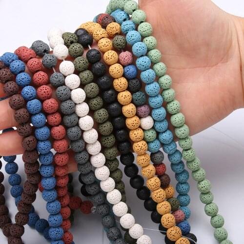Natural Volcanic rock Round Shape Beads Loose beads For jewelry making DIY Necklace Bracelet Accessories 40cm