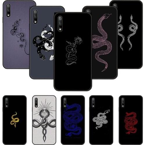 Phone Case For Huawei Honor 9X 10 9 20 8X 8A 8S 7X 7A i A Pro Play Lite Black Cover Hoesjes Luxury black yellow blue Snake