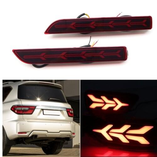 For Nissan Patrol Y62 2020 2nd Facelift LED Rear Bumper Flashing Dynamic Turn Signal Light Reflector Braking Tail Brake Light