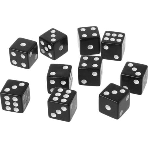 10pcs 16mm Acrylic Dice Black/White 6 Sided Casino Poker Game Bar Party Dice 77HD