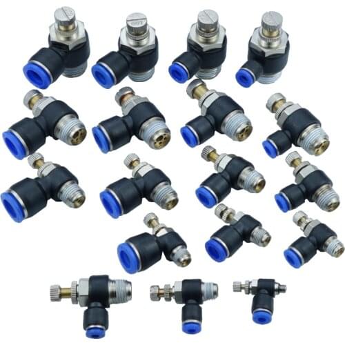 Air speed Regulating valve throttle valve SL 4 6 8 10 12mm Fast connection Pneumatic Fitting M5/ 1/8" 1/4" 3/8" bsp