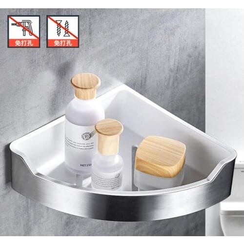 Glue style rack bathroom real 304 and ABS material corner shelves,bathroom accessories no need drill