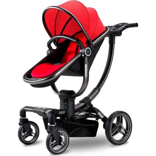 High Landscape Stroller Can Sit and Lie on The Stroller Stroller Baby Leather Two-way Stroller Newborn Baby Stroller