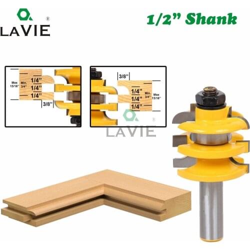 LAVIE 12MM 1/2" Inch Stacked Rail & Stile Router Bit Ogee Woodworking Tenon Milling Cutter for Wood Work Tool Cutters Bits 03082