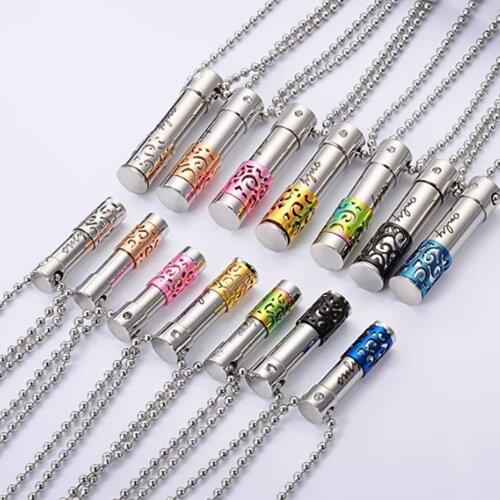 Fashion Stainless Steel Cylinder Memorial Screw Opens Urn Pendant Necklace Cremation Jewelry for Ashes (Only Love)