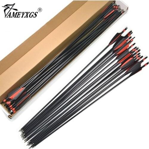 31.5inch Archery Fiberglass Arrow 100 Grain Arrowhead Steel Target Arrow Point Head Black and Red Vanes Feather For Recurve Bow