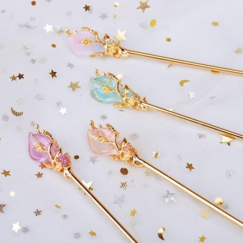 New Sweet Trendy Copper Alloy Crystal Hair Sticks Women Girls Chinese Vintage Hair Clips Flower Hairpin Hair Jewelry Accessories