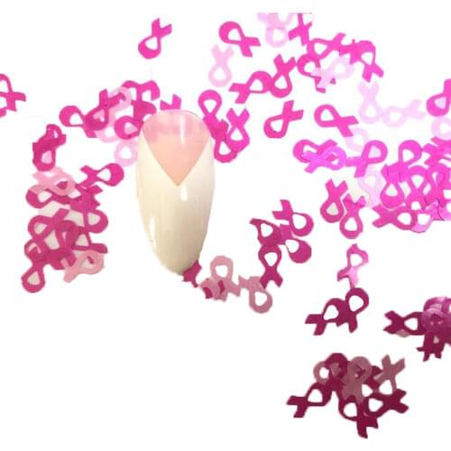 2021 NEW Pastel & Hot Pink Ribbon Glitter 1 Bag 50g Pink Breast Cancer Awareness Ribbon Embellishments - 6mm size! Nail Art