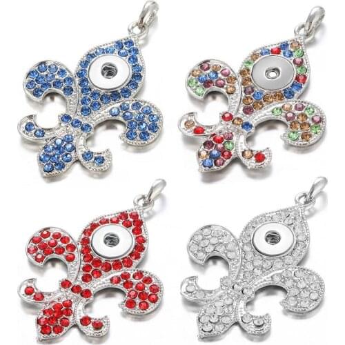 New Beauty Colorful Rhinestone Symbol snap pendant necklace 60cm key chain fit 12mm snap buttons Wholesale XL9027