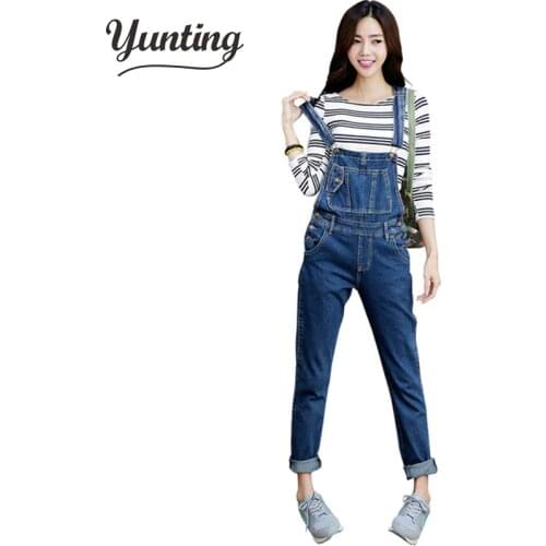 New Lady Denim Womens Jeans Bib Pants Overalls Loose Jumpsuit Female Casual Suspenders Cargo Trousers