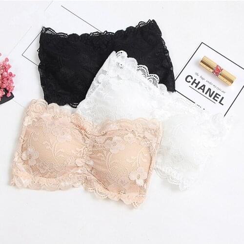 Breast-wrapped One-line Lace Comfortable Breathable Tube Top With Chest Pad Girls Bottoming Bra Back Breasted Womens UnderWear