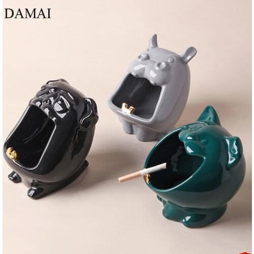 Cartoon Dog Ceramic Ashtray Animal Decorative Porcelain Ash Tray Coffee Table Desktop Funny Cigar Ashtrays Gifts for Boyfriend