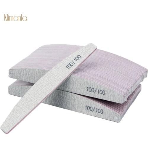 50Pcs/lot Nail File 100/100 Gray Sandpaper Boat Nail Polishing Files Professional Fingernail Care Pedicure Sanding Salon Tools