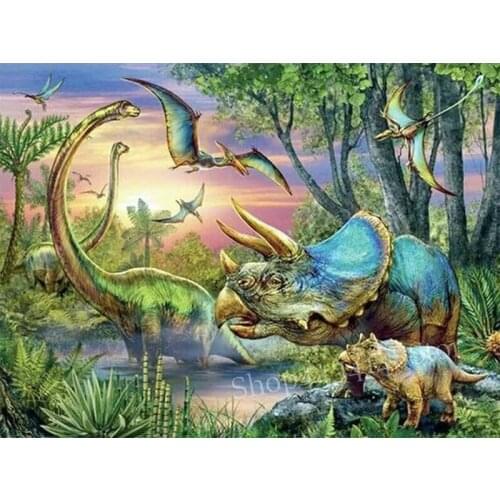 Full square / round drill 5d diamond painting dinosaur picture animal forest rhinestone crystal mosaic home decoration